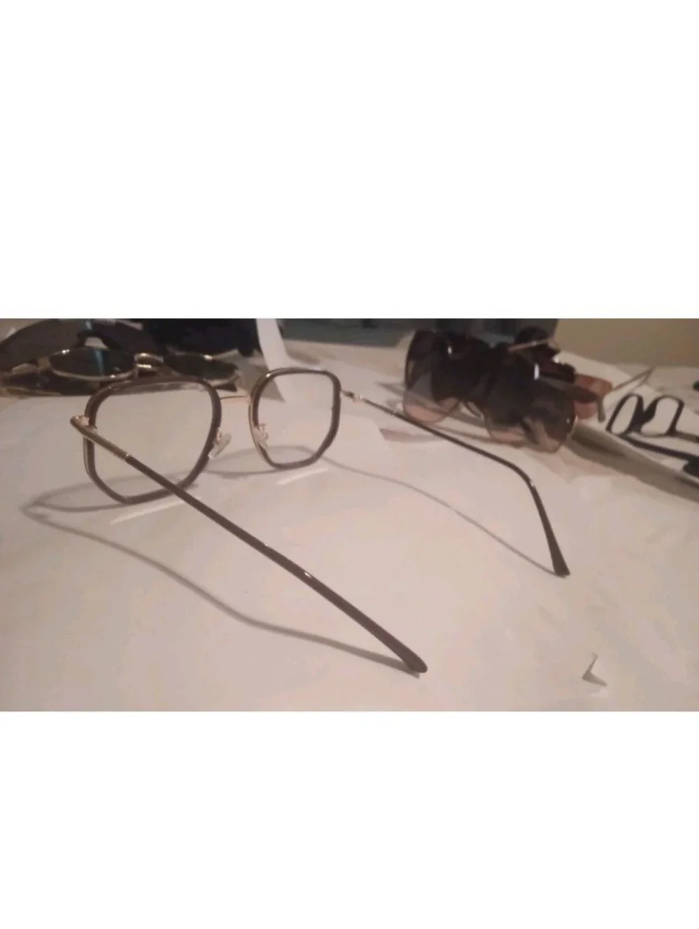 Classic Women's Geometric Metal Frame Glasses in Gold Non prescription